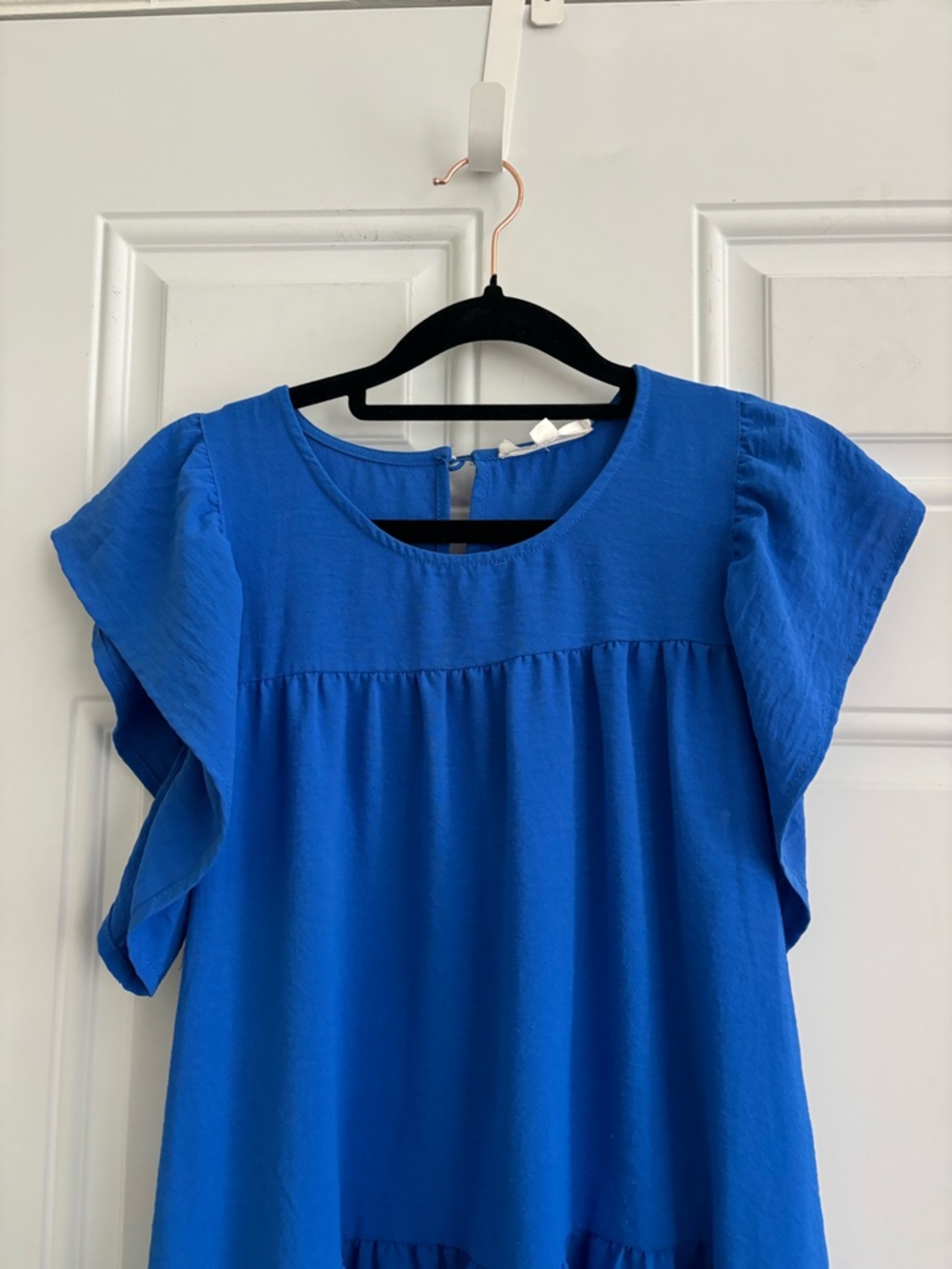 Newbury Kustom Royal Blue Tiered Ruffle Dress, Size Small - Picture 4 of 12